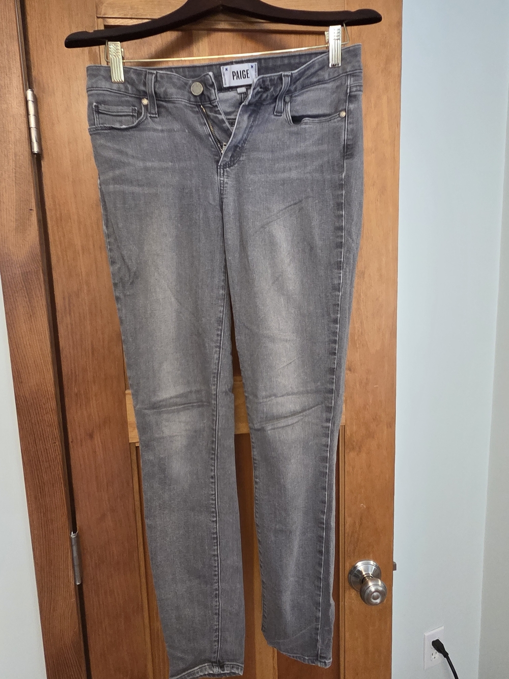 PAIGE Grey Skinny Jeans with Subtle Fading